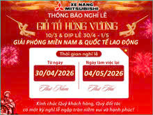 THÔNG BÁO NGHỈ LỄ GIỖ TỔ HÙNG VƯƠNG (10/03 ÂL), DỊP LỄ (30/04)- (01/05)